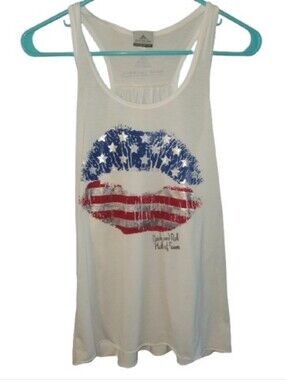 Rock And Roll Hall Of Fame Stars And Stripes Metallic Lips Racer Back Tank